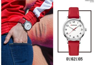 đồng hồ Wenger nữ dây cao su màu đỏ