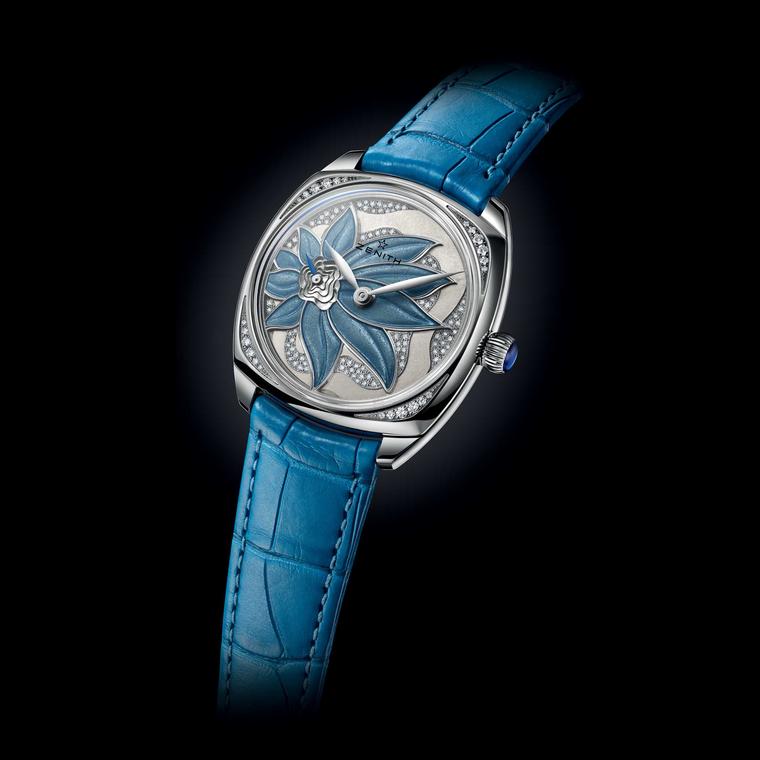 đồng hồ Zenith Star Blue Enameled Flower Dial
